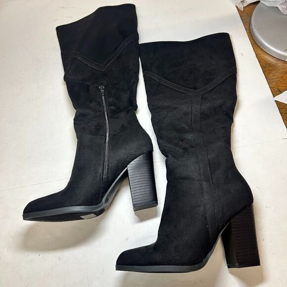 Journee Collection Womens 7.5 M XWC Black Knee High Heeled Riding Boots NIB JO6 - Picture 2 of 7